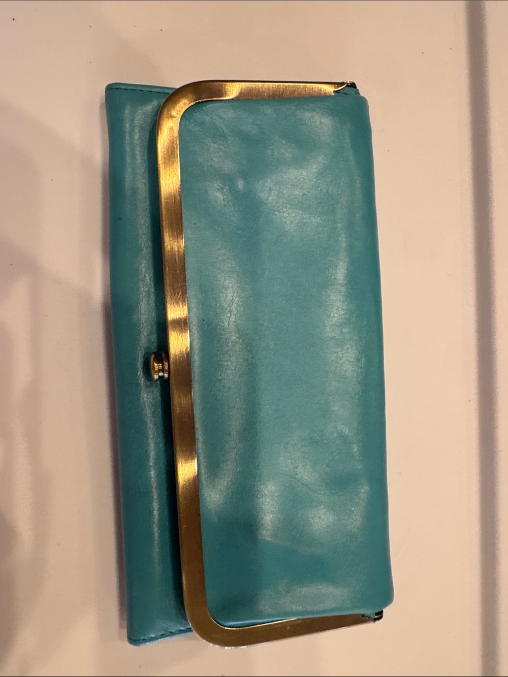 HOBO Turquoise Clutch Wallet with Gold-Tone Frame